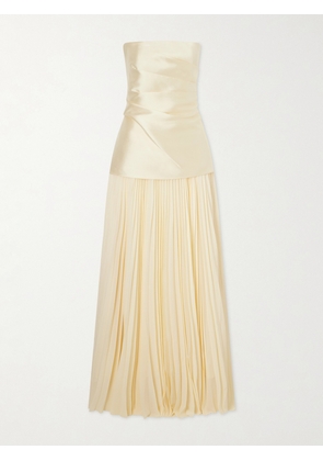 Solace London - Claudette Steapless Twill And Chiffon Gown - Yellow - UK 4,UK 6,UK 8,UK 10,UK 12,UK 14,UK 16