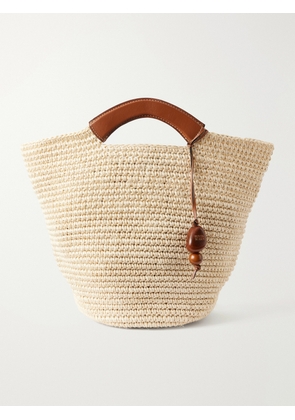 Hunting Season - Leather-trimmed Raffia Tote - Neutrals - One size