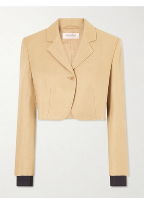 Max Mara - Cropped Linen-twill Blazer - Neutrals - UK 2,UK 4,UK 6,UK 8,UK 10,UK 12,UK 14,UK 16,UK 18