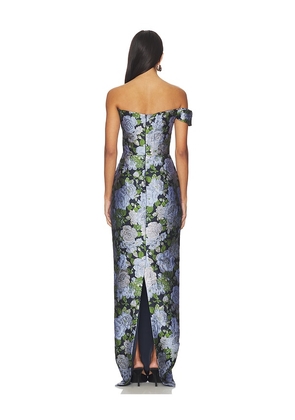 SAU LEE Jackson Jacquard Gown in Blue. Size 00. Also in 0.