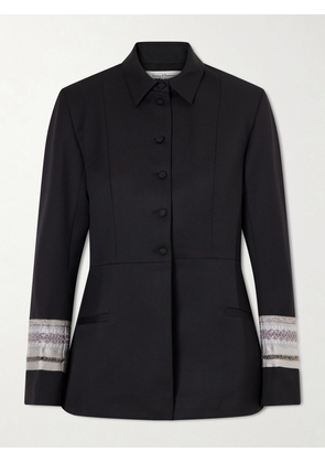 Abadia - Grosgrain-trimmed Wool-blend Twill Jacket - Black - US2,US4,US6,US8,US10,US12
