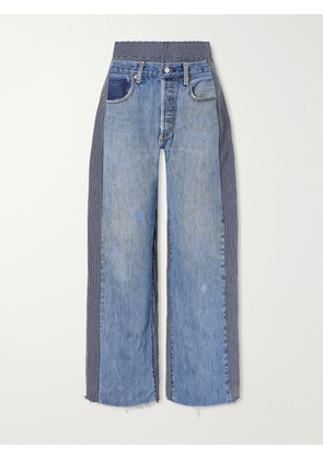 B SIDES - Double Waistband Rework Wide-leg Jeans - Blue - 24,25,26,27,28,29,30,32