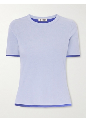 B SIDES - Reversible Ribbed-knit Cotton-crepe T-shirt - Blue - x small,small,medium,large