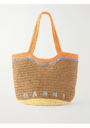 Marni - Hobo Small Leather-trimmed Raffia-effect Jacquard Tote Bag - Brown - One size