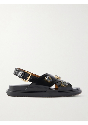 Marni - Fussbett Embellished Leather Slingback Sandals - Black - IT36,IT37.5,IT38,IT38.5,IT39,IT39.5,IT40,IT40.5,IT41