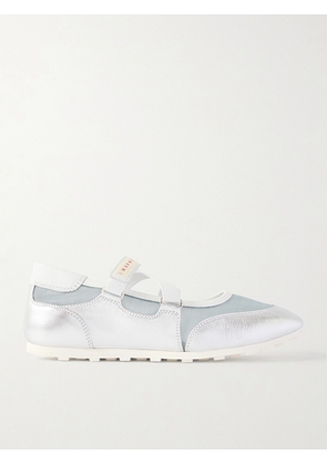 Marni - Metallic Leather-trimmed Mesh Sneakers - Silver - IT35,IT36,IT37,IT38,IT39,IT40,IT41