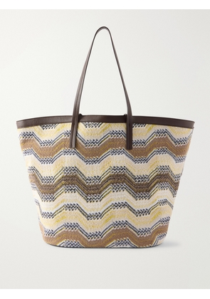 Missoni - Leather-trimmed Striped Woven Tote - Yellow - One size