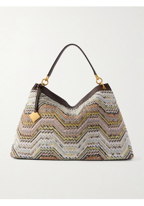 Missoni - Sequined-embellished Striped Leather-trimmed Woven Shoulder Bag - Neutrals - One size