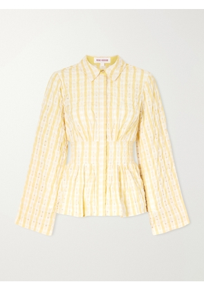Rosie Assoulin - Boogie Woogie Bugle Boy Shirred Checked Seersucker Blouse - Yellow - US0,US2,US4,US6,US8,US10,US12