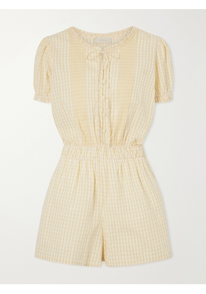 Faithfull - Roma Ruffled Checked Cotton Playsuit - Yellow - x small,small,medium,large,x large,xx large