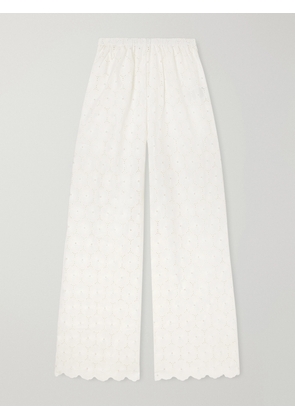 Faithfull - Pamina Broderie Anglaise Straight-leg Pants - White - x small,small,medium,large,x large,xx large