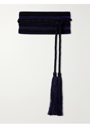 Le Sundial - Vesper Tasseled Striped Cord Belt - Black - One size