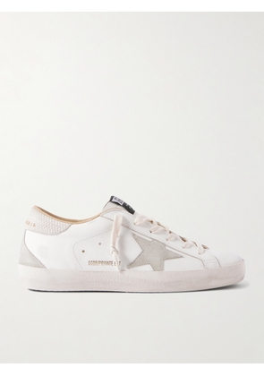 Golden Goose - Super-star Distressed Suede-trimmed Leather Sneakers - White - IT35,IT36,IT37,IT38,IT39,IT40,IT41,IT42
