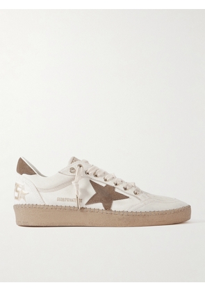 Golden Goose - Ball Star Distressed Suede-trimmed Canvas Sneakers - Neutrals - IT35,IT36,IT37,IT38,IT39,IT40,IT41,IT42