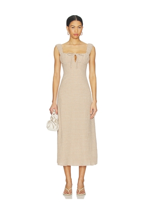 Stone Cold Fox x REVOLVE Leni Midi Dress in Taupe,Cream. Size L. Also in M, S, XL, XS.