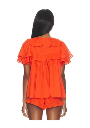 Show Me Your Mumu Rosalie Ruffle Top in Red. Size L. Also in S, XS.