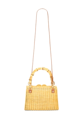 Serpui Valentina Wicker Top Handle Bag in Neutral.