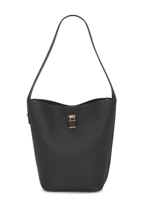 Tory Burch Lock Slim Bucket Bag in Black.