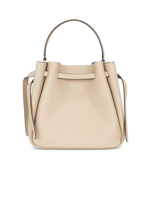 Tory Burch Romy Bucket Bag in Taupe.