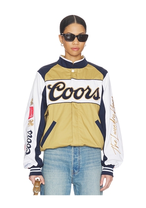 The Laundry Room Coors Original 40oz Smu Racing Jacket in Metallic Gold,White. Size L. Also in M, S, XL, XS.