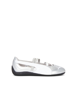 Puma Select Speedcat Ballet Metallic in Metallic Silver. Size 10. Also in 6, 6.5, 7, 7.5, 8, 8.5, 9.