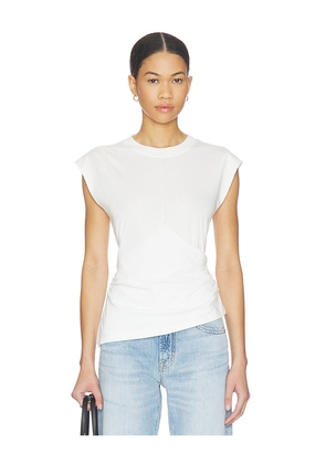 PISTOLA Nya Draped Tee Shirt in White. Size L. Also in M, S, XL, XS.