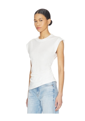 PISTOLA Nya Draped Tee Shirt in White. Size L. Also in XS, S, M.