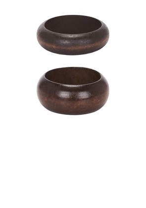 petit moments Wooden Bangle Set in Brown.