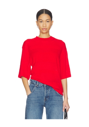 PISTOLA Tarra Featherweight Sweater Tee Shirt in Red. Size L. Also in M, S, XL, XS.