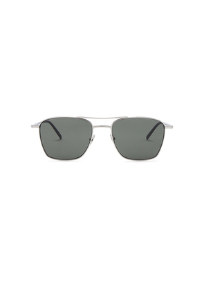 Saint Laurent SL Logo Pilot Sunglasses in Metallic Silver.