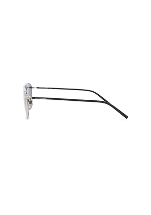 Saint Laurent SL Logo Pilot Sunglasses in Metallic Silver.