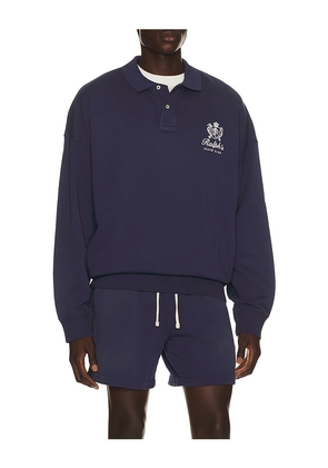 Polo Ralph Lauren Island Fleece Knit Graphic Print Polo Sweatshirt in Navy. Size L. Also in M, S, XL/1X, XXL/2X.