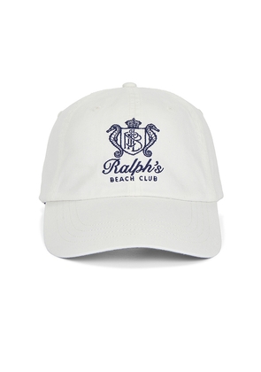 Polo Ralph Lauren Cotton Twill Novelty Ralph's Beach Club Sport Cap in Cream.