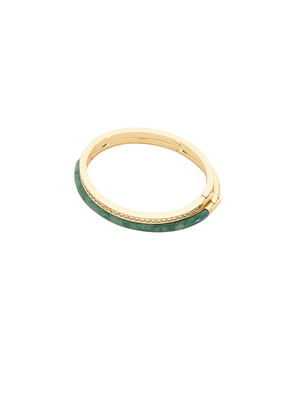 Roxanne Assoulin Semi Stone Channel Set Hinged Cuff Set Of 2 in Green, Metallic Gold.