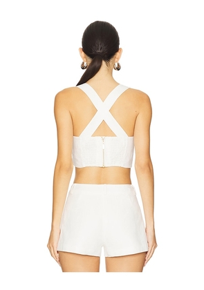 SANS FAFF Sorrento Linen Halter Bralette in White. Size M. Also in XS, L.