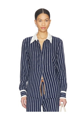 THE UPSIDE Belize Bobbi Collared Top in Navy. Size L. Also in M, S, XL, XS.