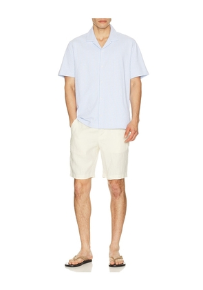 Vince Seersucker Stripe Short Sleeve Cabana Shirt in Baby Blue. Size L. Also in M, S, XL/1X, XXL/2X.
