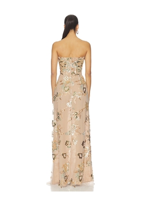 SAU LEE Pippa Maxi Dress in Taupe. Size 00. Also in 0, 2, 4, 6, 12.