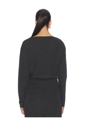 Vince Draped Slash Neck Top in Charcoal. Size M. Also in S.