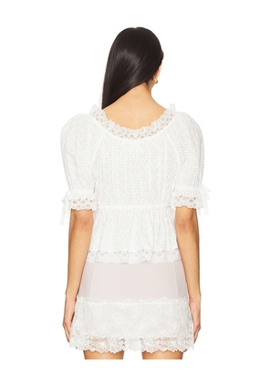 Yuhan Wang Floral Embroidered Short Sleeve Blouse in White. Size S. Also in M.