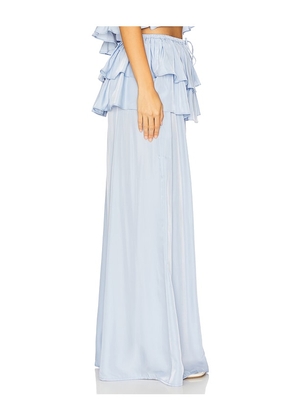 WeWoreWhat Ruffle Waist Flare Pant in Blue. Size S. Also in XS.