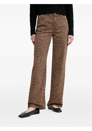 DKNY leopard-print denim jeans - Brown