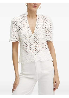Morgan broderie anglaise buttoned top - White