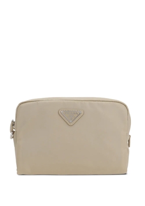 Prada Re-Nylon triangle-logo make up bag - Neutrals