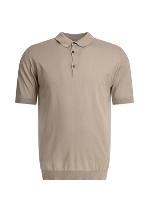 John Smedley buttoned short-sleeve polo shirt - Neutrals