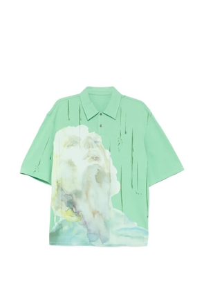CROQUIS collar print T-shirt - Green