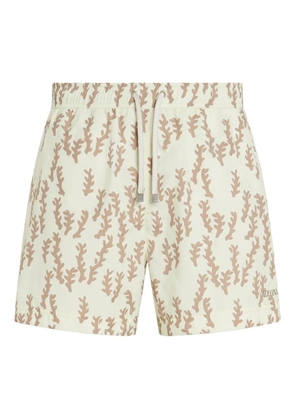 Zegna leaf-print swim shorts - Neutrals