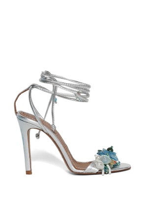 Alameda Turquesa Aquamarine floral-embellished sandals - Silver