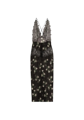 Dolce & Gabbana violets-print dress with lace insert - Black