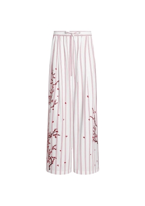 Dolce & Gabbana poplin trousers with thread floral embroidery - White